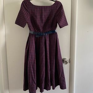 Red and Blue strip Vintage style Dress
